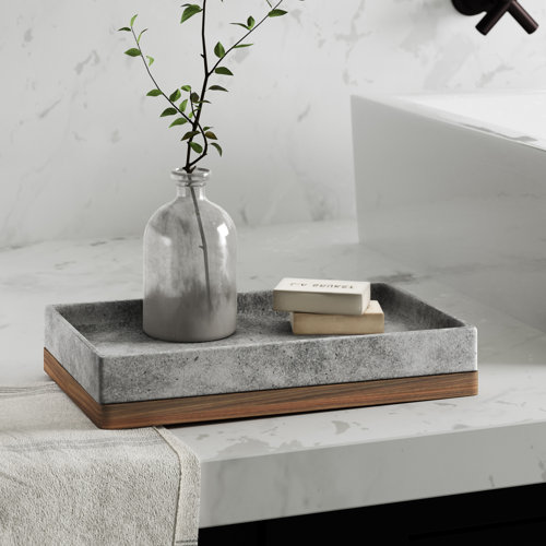 Greyleigh™ Stonington Concrete Stone/Wooden Bathroom Accessory Tray